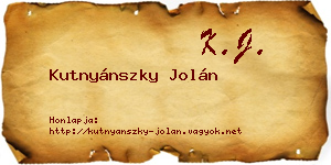 Kutnyánszky Jolán névjegykártya