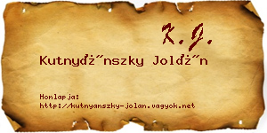 Kutnyánszky Jolán névjegykártya