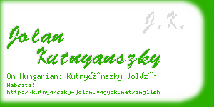 jolan kutnyanszky business card